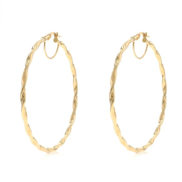 Yellow Gold Rope Twist Earrings 10k Pierced - Picture 1 of 5